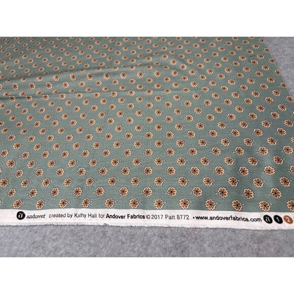 Andover Fabrics Green Floral Cotton Quilting Fabric by Kathy Hall 19x22" - Picture 4 of 6
